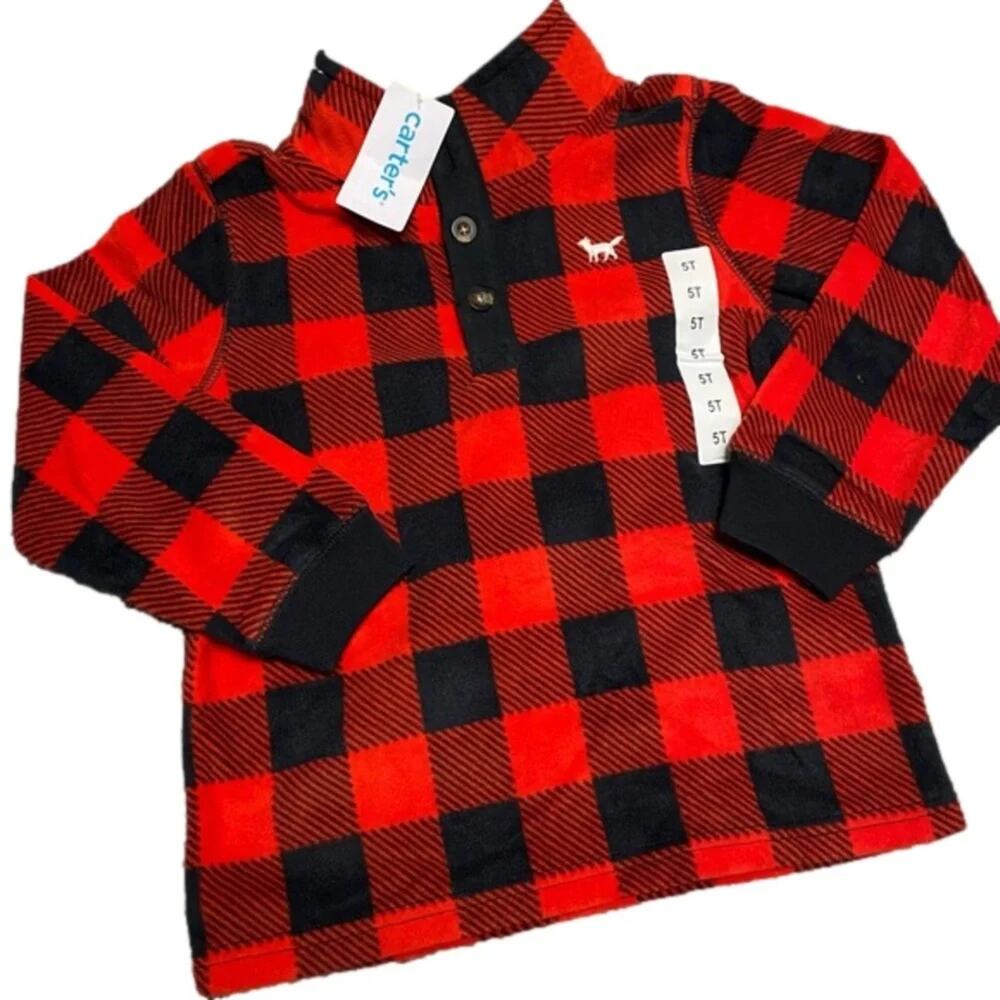 Carter's Boys Bear Shirt Plaid Pullover Joggers 3 piece Set Size 5T NWT - Picture 2 of 5